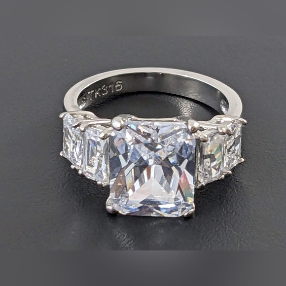 Emerald Cut CZ Polished Stainless Steel Ring - Picture 6 of 9